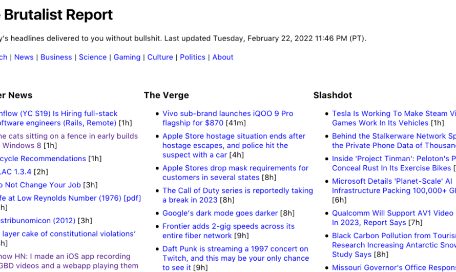 Just News Headlines – the Brutalist Report